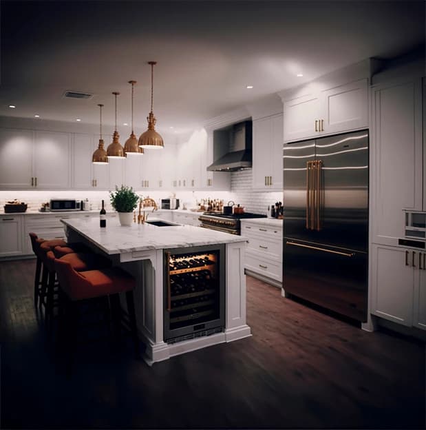 Professional appliance repair technician fixing a refrigerator with tools and diagnostic equipment